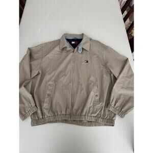 Vintage Tommy Hilfiger Jacket Mens Large Harrington Bomber Khaki 90s Preppy USA